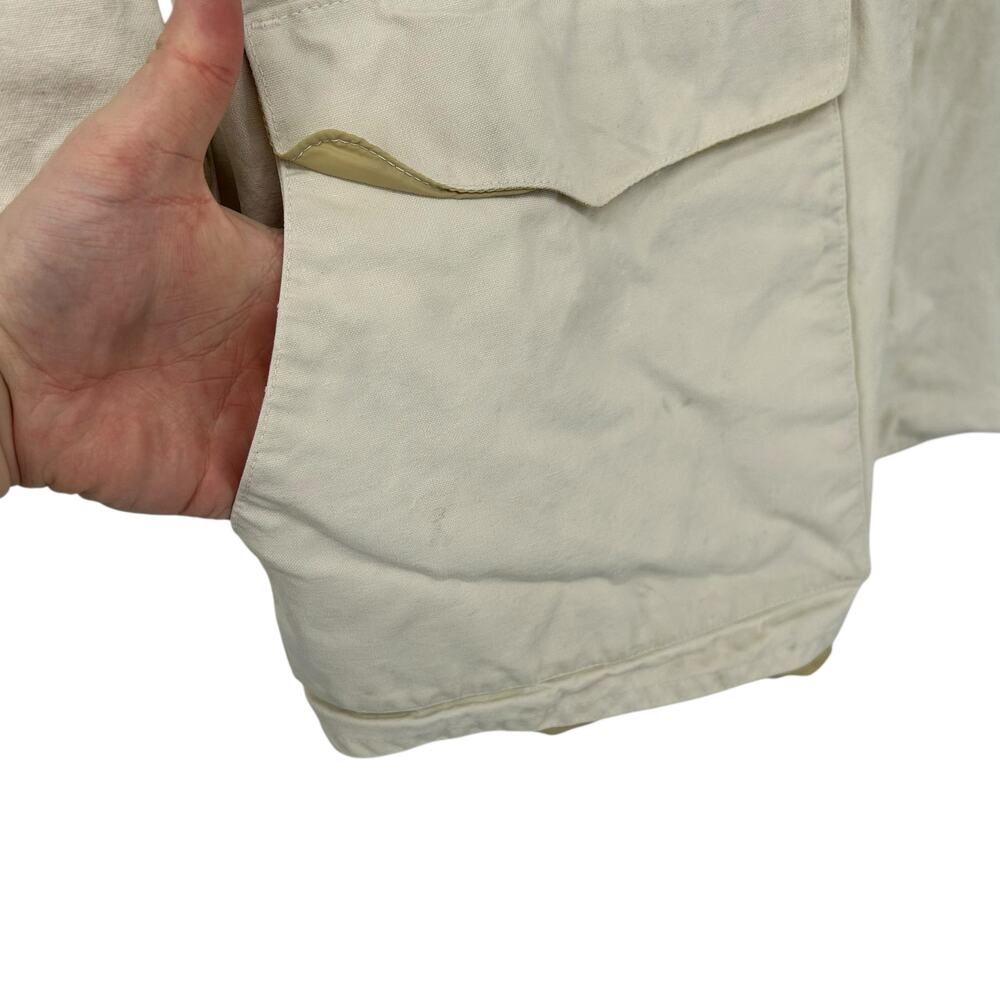 VTG 90s Men's Cream White J. Peterman Collared Canvas Chore Workwear Jacket XL - Picture 7 of 14